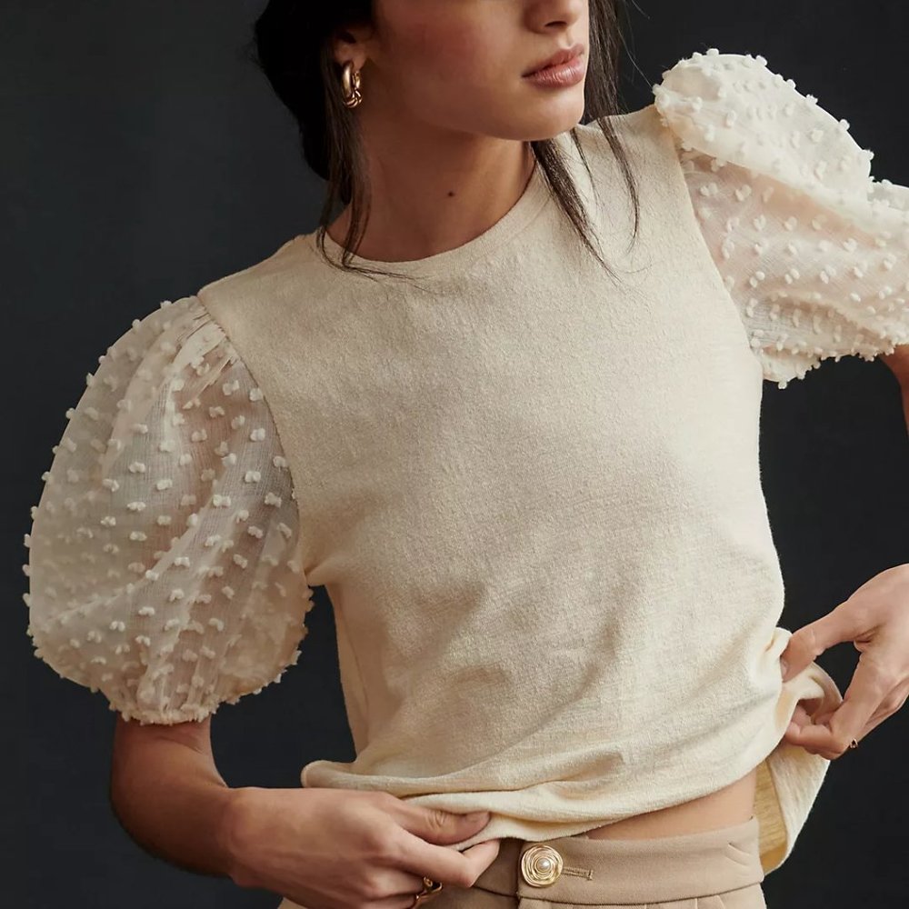 Maeve Woven Puff-Sleeve Top
